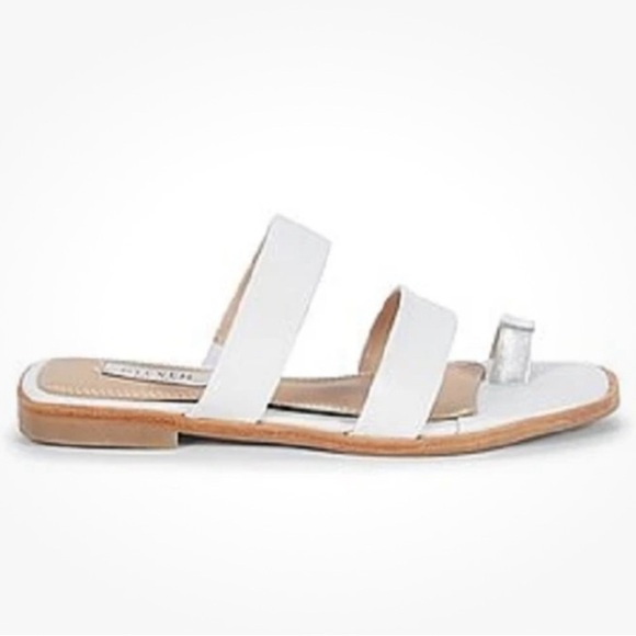 STEVEN NEW YORK WHITE WITH SILVER TOE BAND LEATHER  COMFORT SANDALS SIZE 8.5 M - Picture 5 of 16